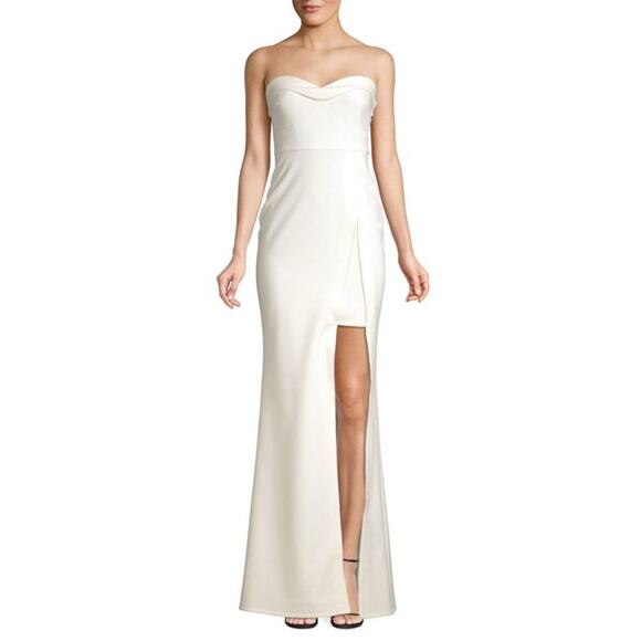 Likely Ella Solid White Strapless Sweetheart Maxi Gown with Front Slit Size 12 - Picture 6 of 6